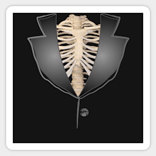 1980s Funny Gothic halloween rib cage  skeleton tuxedo Sticker